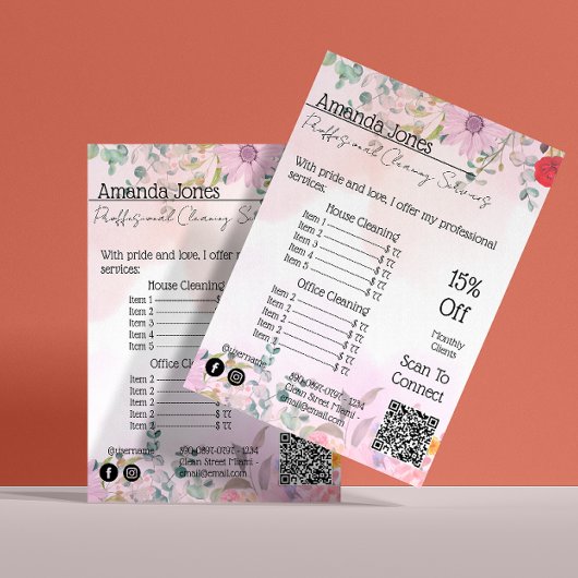 Prijs huishoudelijke hulp Bloemencode QR-code Flyer