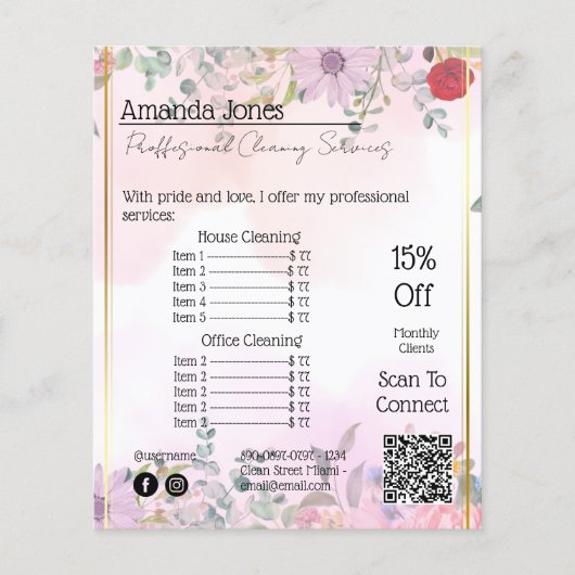 Prijs huishoudelijke hulp Bloemencode QR-code Flyer (Voorkant)