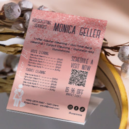 Prijs huishoudelijke hulp Rose Gold Blush Qr Code Flyer