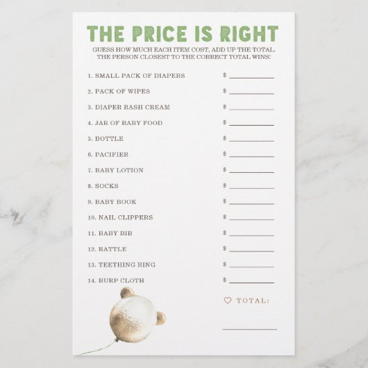 Prijs is de juiste Baby shower (Voorkant)