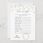 Prijs is juiste games Baby shower Kaart (Voorkant)