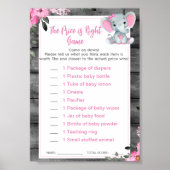 Prijs is Rechts Baby shower Spel Olifant Roze Poster (Voorkant)