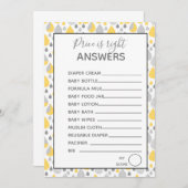 Prijs is rechts games Baby shower grijs / geel Kaart (Voorkant / Achterkant)