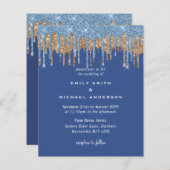 Prijs Klassieke blauwe gouden druppel Glitter Wedd (Voorkant / Achterkant)