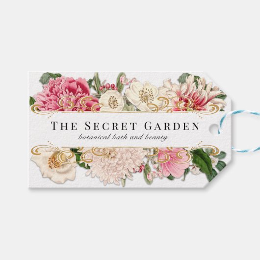 Prijs Label Floral Gold Swirls Classic White Cadeaulabel (Voorkant (Horizontaal))