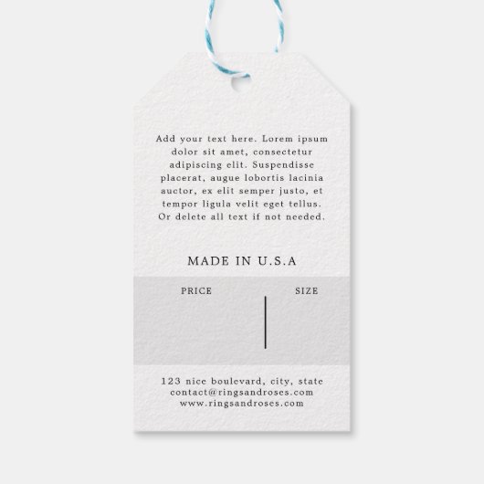 Prijs Label Floral Gold Swirls Classic White Cadeaulabel (Achterkant)