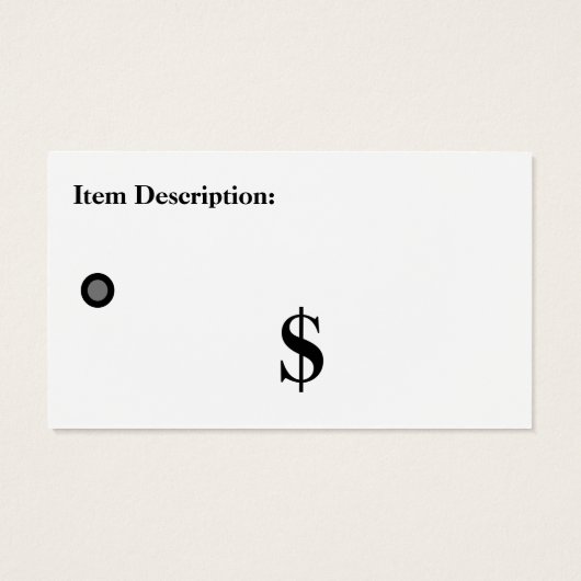 Prijs Label  Label detailhandel Visitekaartje (Achterkant)