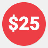 Prijs Label Sticker | Dollar Prijs Rood Label (Voorkant)