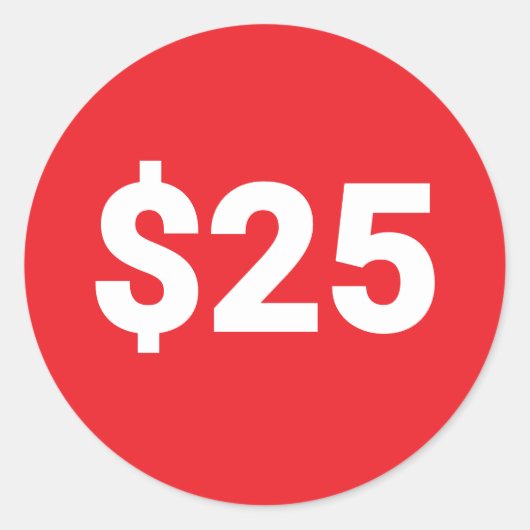 Prijs Label Sticker | Dollar Prijs Rood Label (Voorkant)
