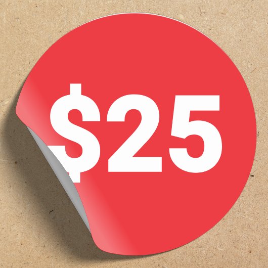 Prijs Label Sticker | Dollar Prijs Rood Label