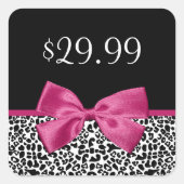 Prijs Label Vivacious Dark Pink Bow Leopard Print (Voorkant)