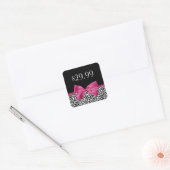Prijs Label Vivacious Dark Pink Bow Leopard Print (Envelop)