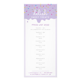 PRIJS LIJST bakkerij cake frosting druppel paarse Reclamekaart