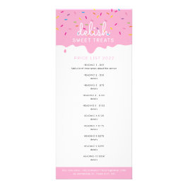 PRIJS LIJST bakkerijroze vorst drip sprinkles Reclamekaart