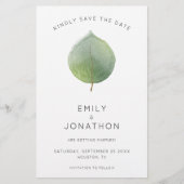 Prijs moderne eucalyptus Leaf Large Save the Date (Voorkant)