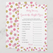 Prijs roze en gouden Baby shower Juiste game Kaart (Voorkant / Achterkant)