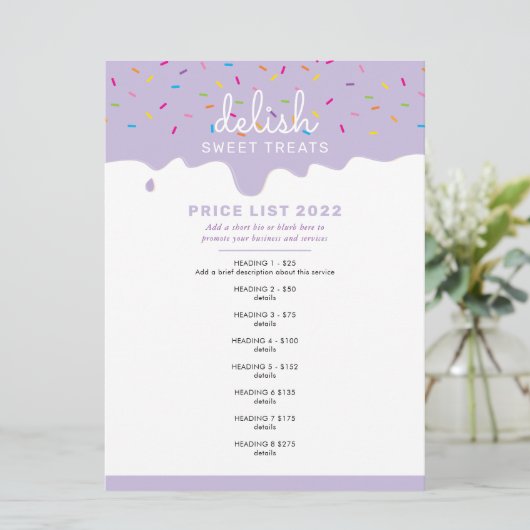 PRIJS SERVICE LIJST Frosting druppelstrooisel paar Kaart (Staand voorkant)