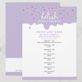 PRIJS SERVICE LIJST Frosting druppelstrooisel paar Kaart (Voorkant / Achterkant)