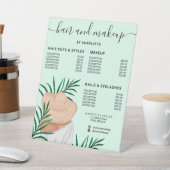 Prijs tropisch bladgroen haar make-up salon reclamebord met voetstuk (Insitu)