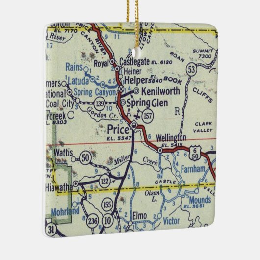 Prijs Utah  kaart Keramisch Ornament (Rechts)