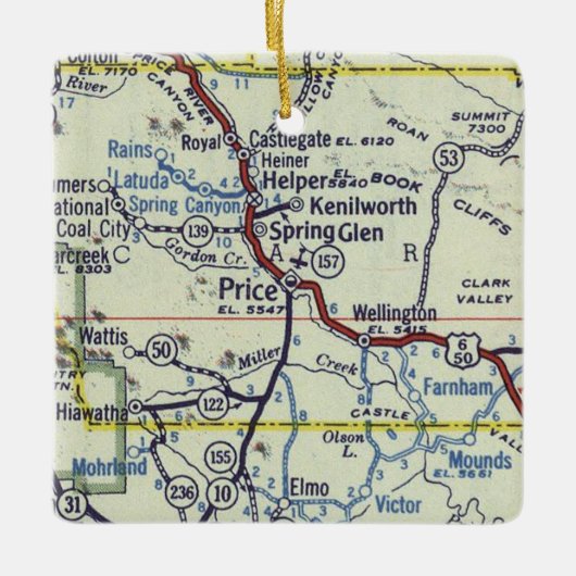 Prijs Utah kaart Keramisch Ornament (Voorkant)