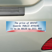 Prijs van Apathie (Plato) Bumpersticker (Op auto)