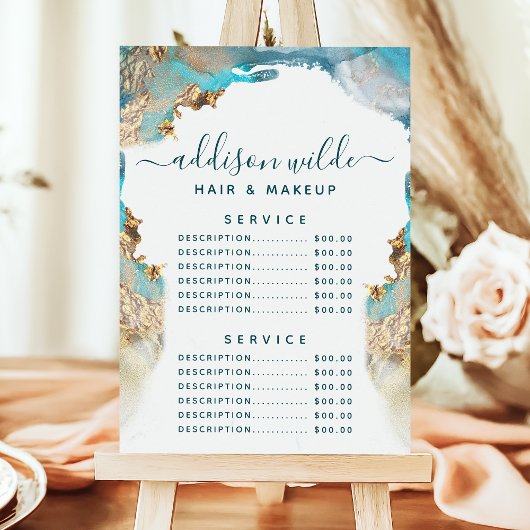 Prijs van de blauw- en goudmatige Art Liquid Ink S Menu