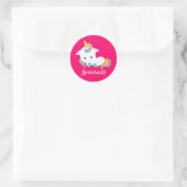 Prijs van de opleiders van de roze Unicorn-school Ronde Sticker (Tas)
