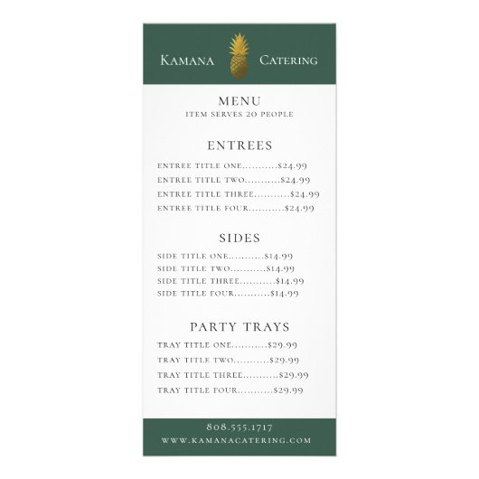 Prijs van het menu Gold Pineapple (Voorkant)