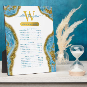 Prijs voor blauwe aquarel marmer & gouden haar & m fotoplaat