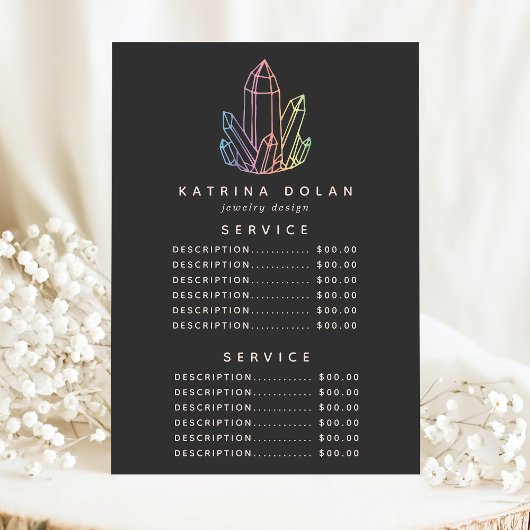 Prijs voor de Crystal Service Gemstone Rainbow Qua Menu