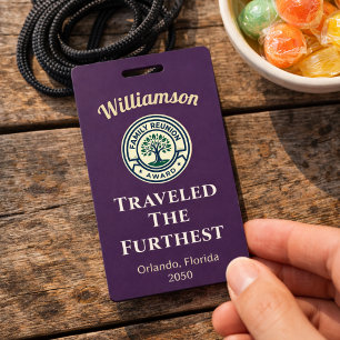 Prijs voor de Familie Reünie die het verst Gereisd Badge
