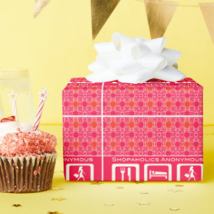 Prijs voor de roze Funny Shopaholic Eat Sleep Shop Cadeaupapier