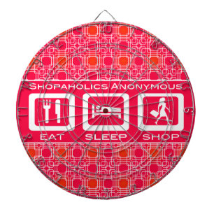 Prijs voor de roze Funny Shopaholic Eat Sleep Shop Dartbord