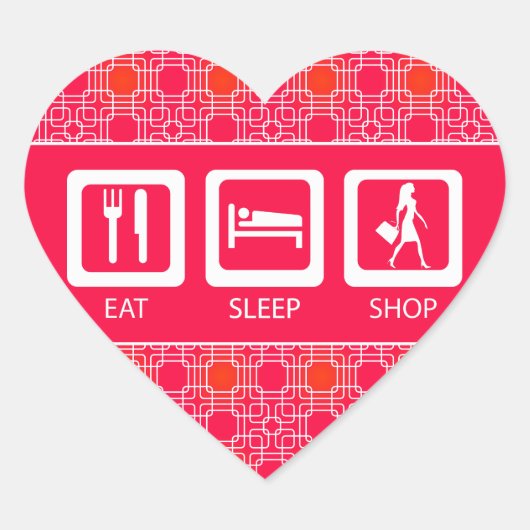 Prijs voor de roze Funny Shopaholic Eat Sleep Shop Hart Sticker (Voorkant)
