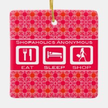 Prijs voor de roze Funny Shopaholic Eat Sleep Shop