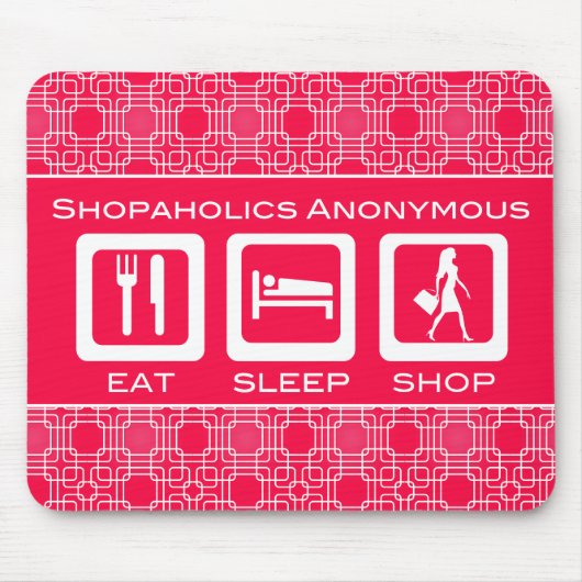 Prijs voor de roze Funny Shopaholic Eat Sleep Shop Muismat (Voorkant)