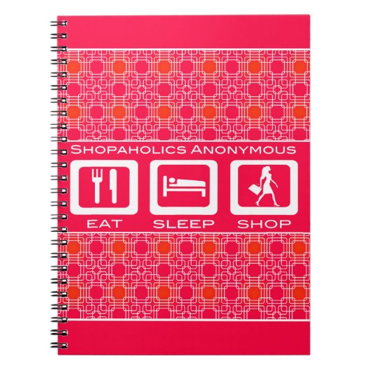 Prijs voor de roze Funny Shopaholic Eat Sleep Shop Notitieboek (Voorkant)