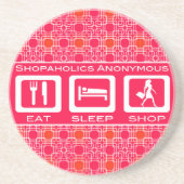 Prijs voor de roze Funny Shopaholic Eat Sleep Shop Zandsteen Onderzetter (Voorkant)