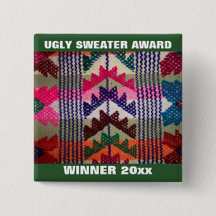 Prijs voor de veiling van vechtpartij Ugly Sweater Vierkante Button 5,1 Cm