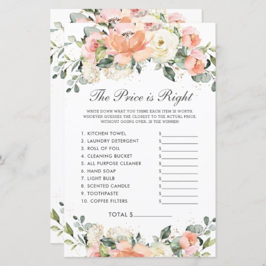 Prijs voor elk Ivory Floral Shower is juist (Voorkant / Achterkant)