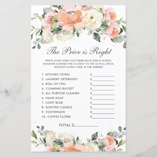 Prijs voor elk Ivory Floral Shower is juist (Voorkant)