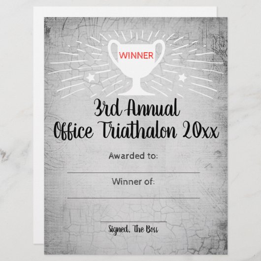 prijs voor het certificaat van winnaars van de kan briefhoofd (Voorkant / Achterkant)