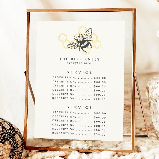 prijs voor Logo bijen Rustic Honeybee Service Menu