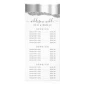 Prijs voor Silver Glitter Diamonds Glam Service Reclamekaart (Voorkant)