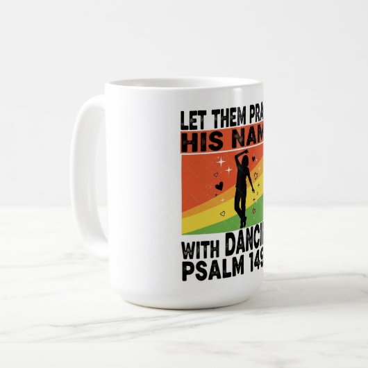 Prijs zijn naam dansend design koffiemok (Voorkant links)