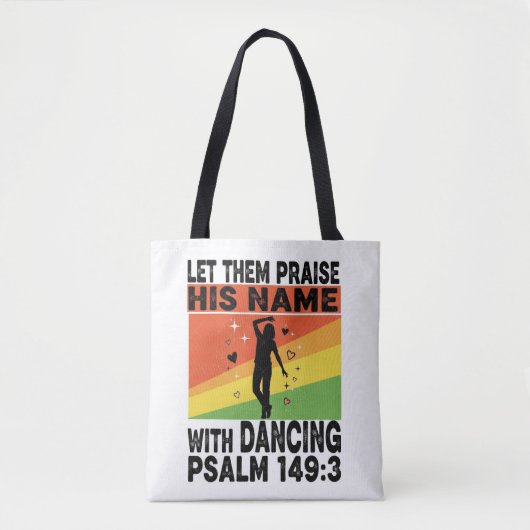 Prijs zijn naam dansend ontwerp tote bag (Voorkant)
