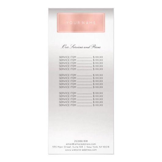 Prijsaanduiding Roze Rose Gold Silver Ombre Reclamekaart (Voorkant)
