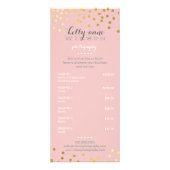 PRIJSDIENSTEN LIJST gouden patroon roze Reclamekaart (Voorkant)