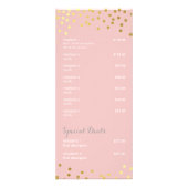 PRIJSDIENSTEN LIJST gouden patroon roze Reclamekaart (Achterkant)